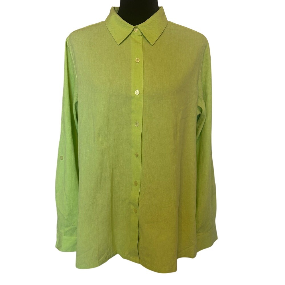 NWT Appleseed's Fresh Green Cotton Gauze  Button-Up Shirt Size‎ Medium